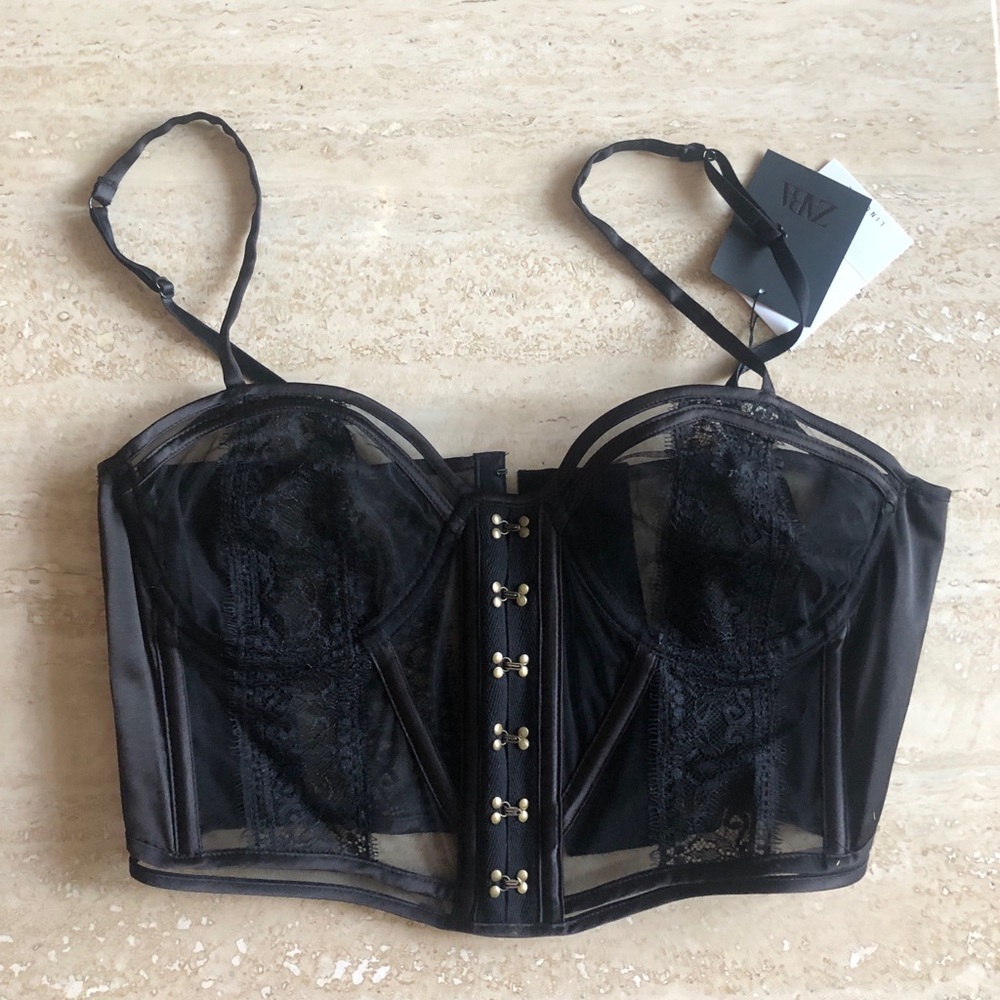NWT Black Crop Corset - 34D
